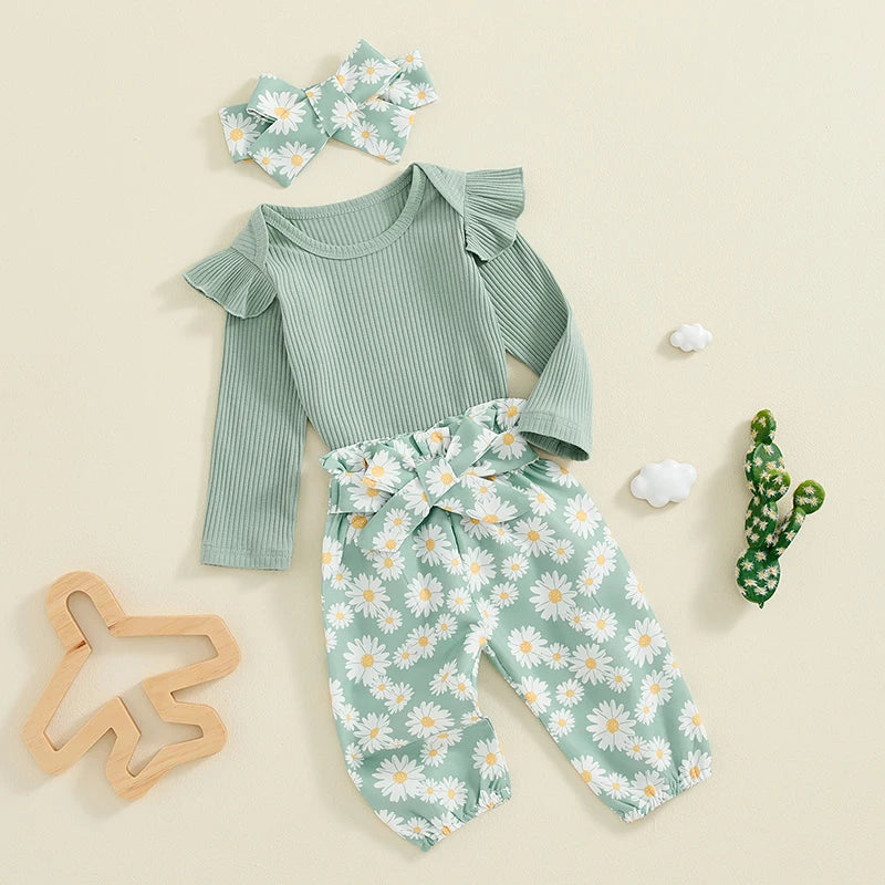 Girl's Floral Bodysuit and Pants Set