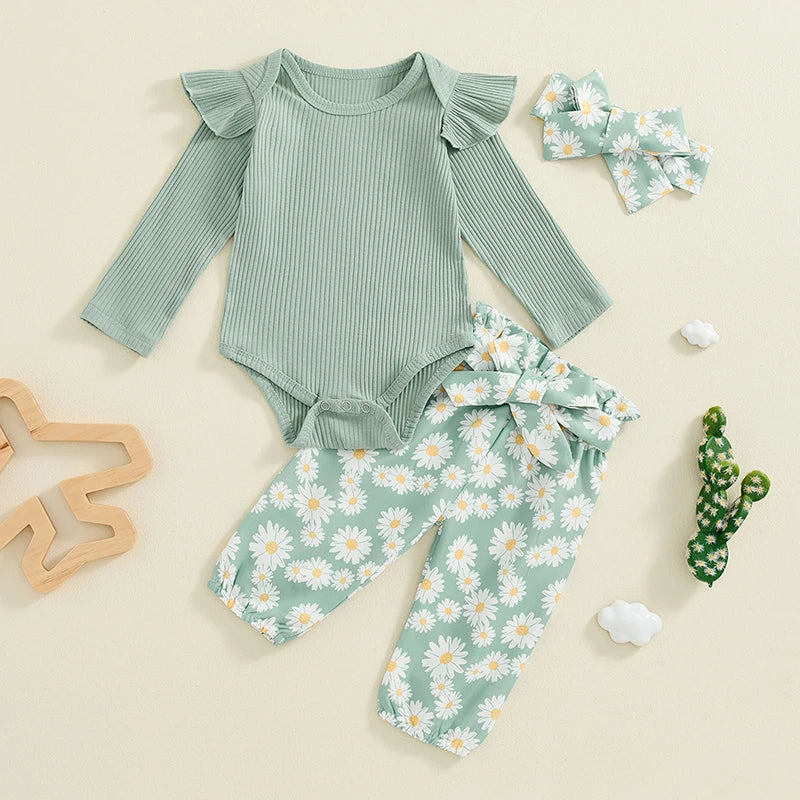 Girl's Floral Bodysuit and Pants Set