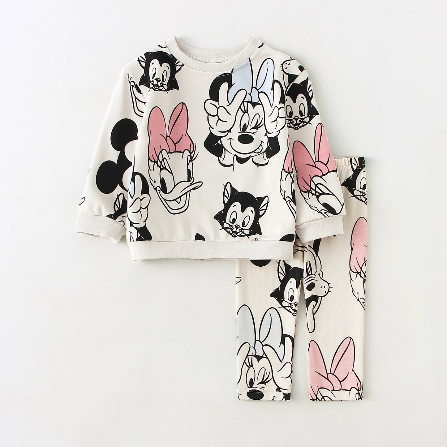 Girl's Minnie Mouse Sweater & Floral Leggings Set