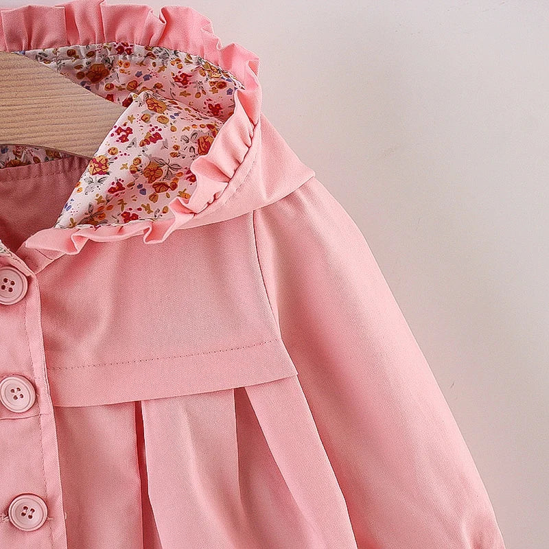 Girl's Jacket with Floral Hood
