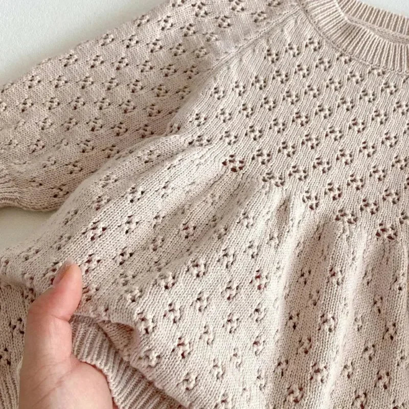Girl's Hollow Knit Sweater Dress