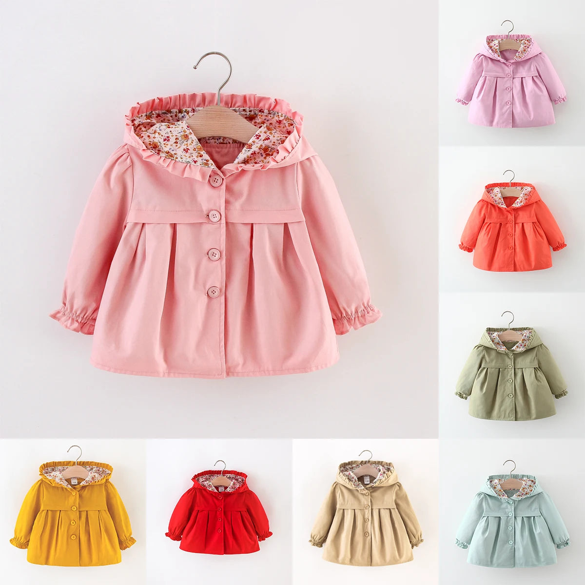 Girl's Jacket with Floral Hood