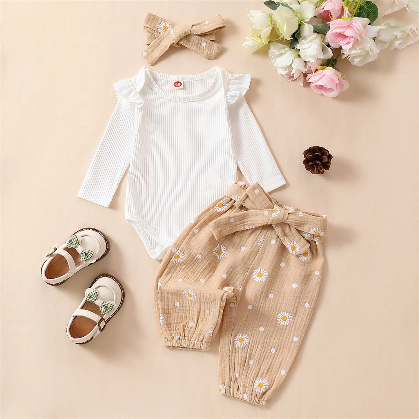 Girl's Long Sleeve Ruffle Romper Set