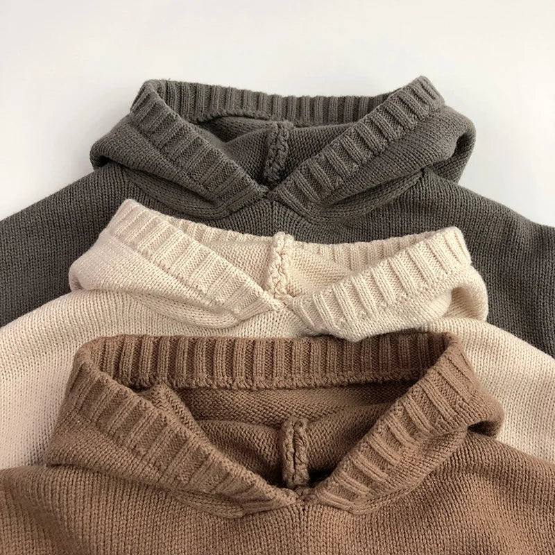 Boy's Knitted Ribbed Hoodie