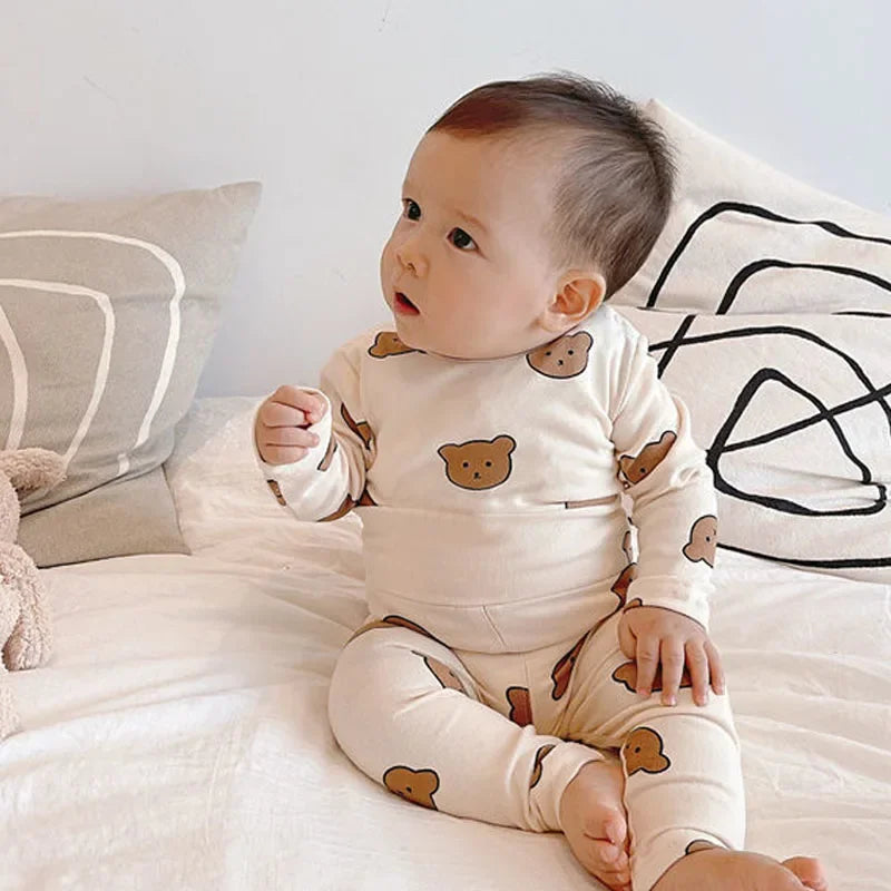 Pajama Set with Bear Print
