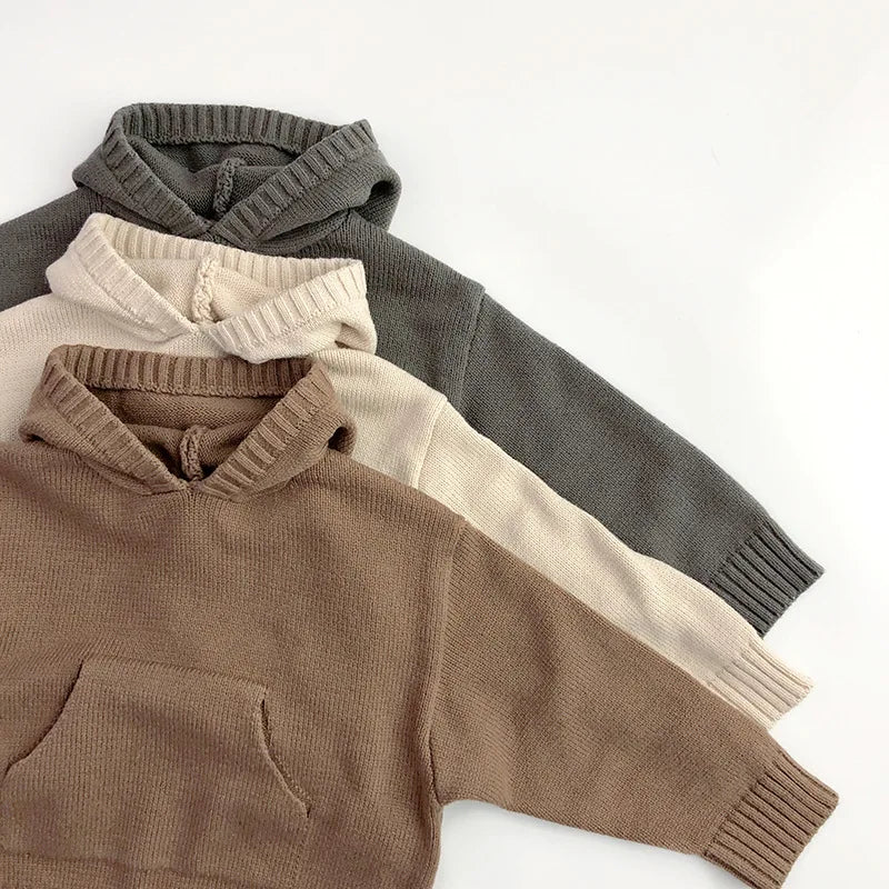 Boy's Knitted Ribbed Hoodie