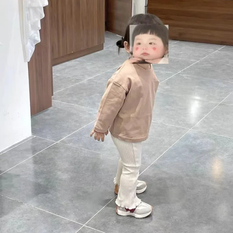Girl's Ribbed Flared Trousers