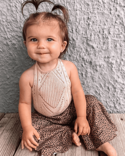 Girl's Crochet Halter Romper: Vanilla Cream