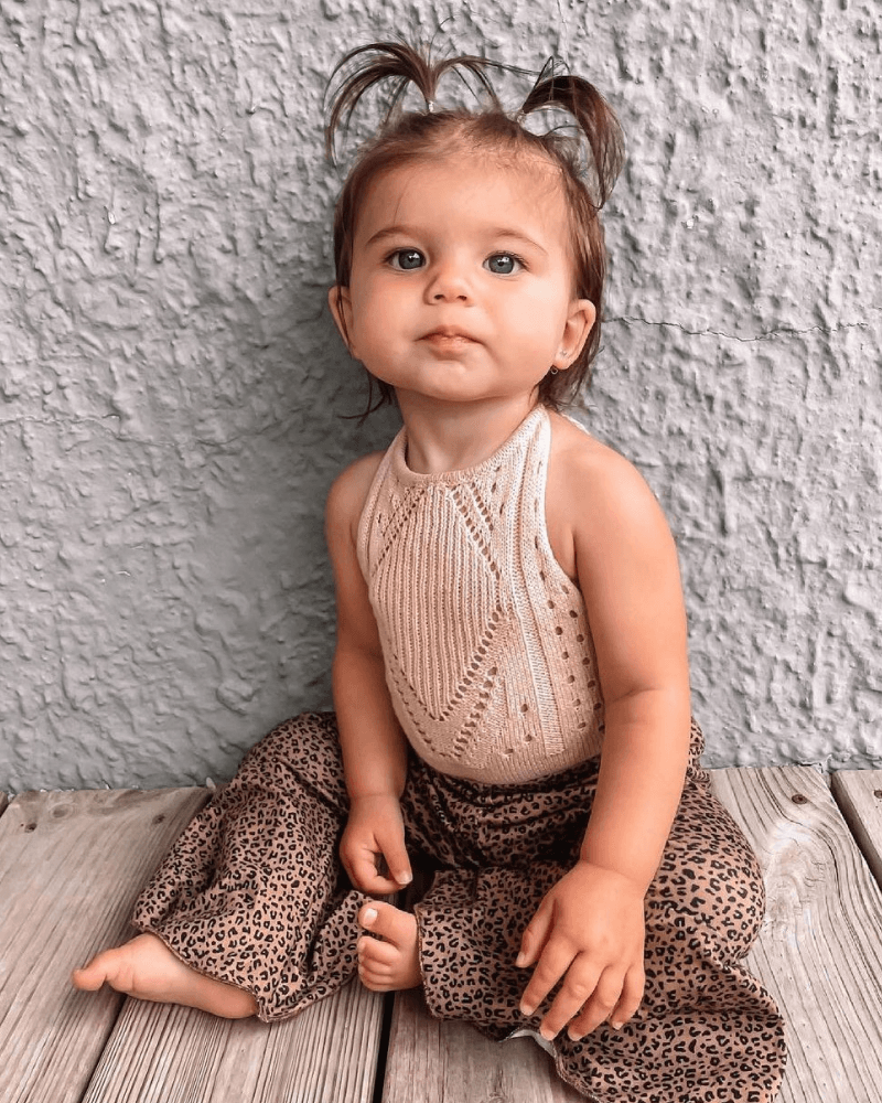 Girl's Crochet Halter Romper: Vanilla Cream