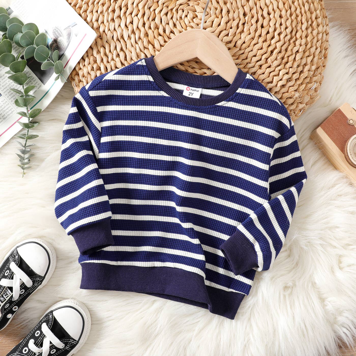 Boy's Casual Stripe Sweatshirt: Deep Blue