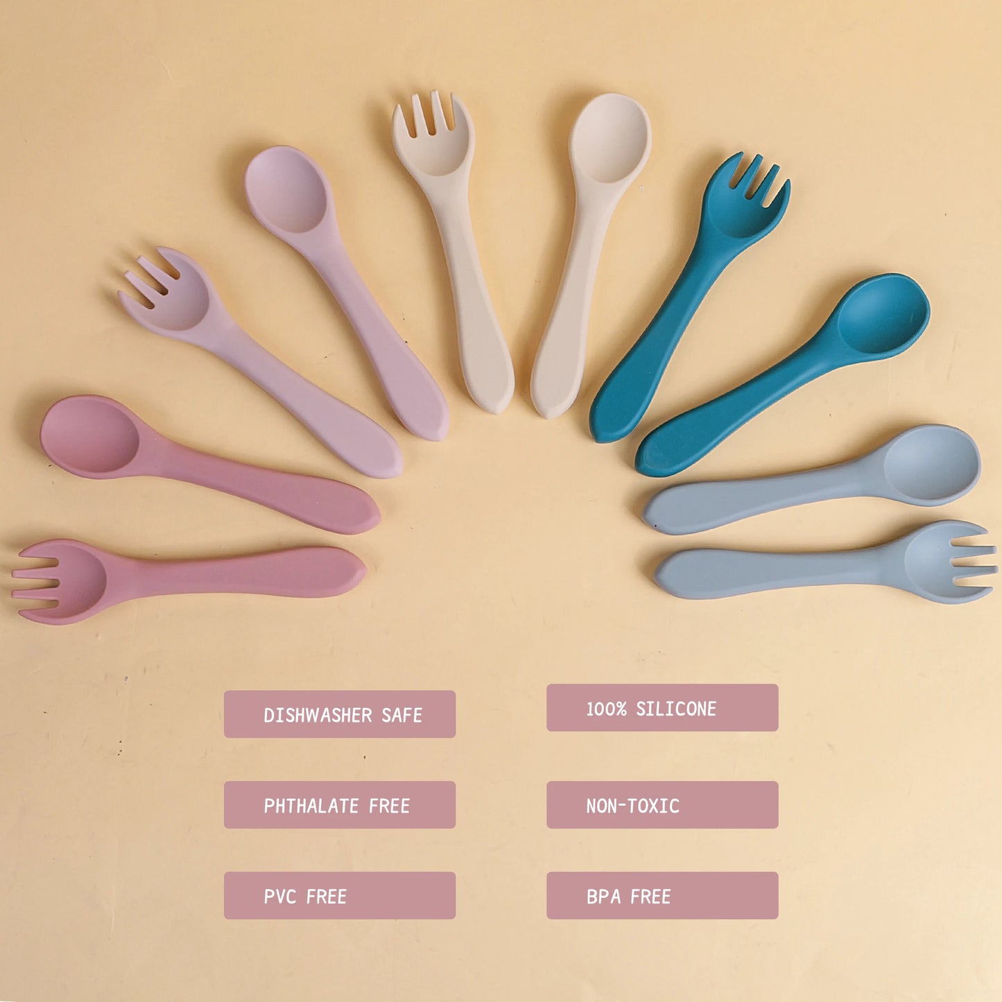 Soft Silicone Spoon & Fork Set