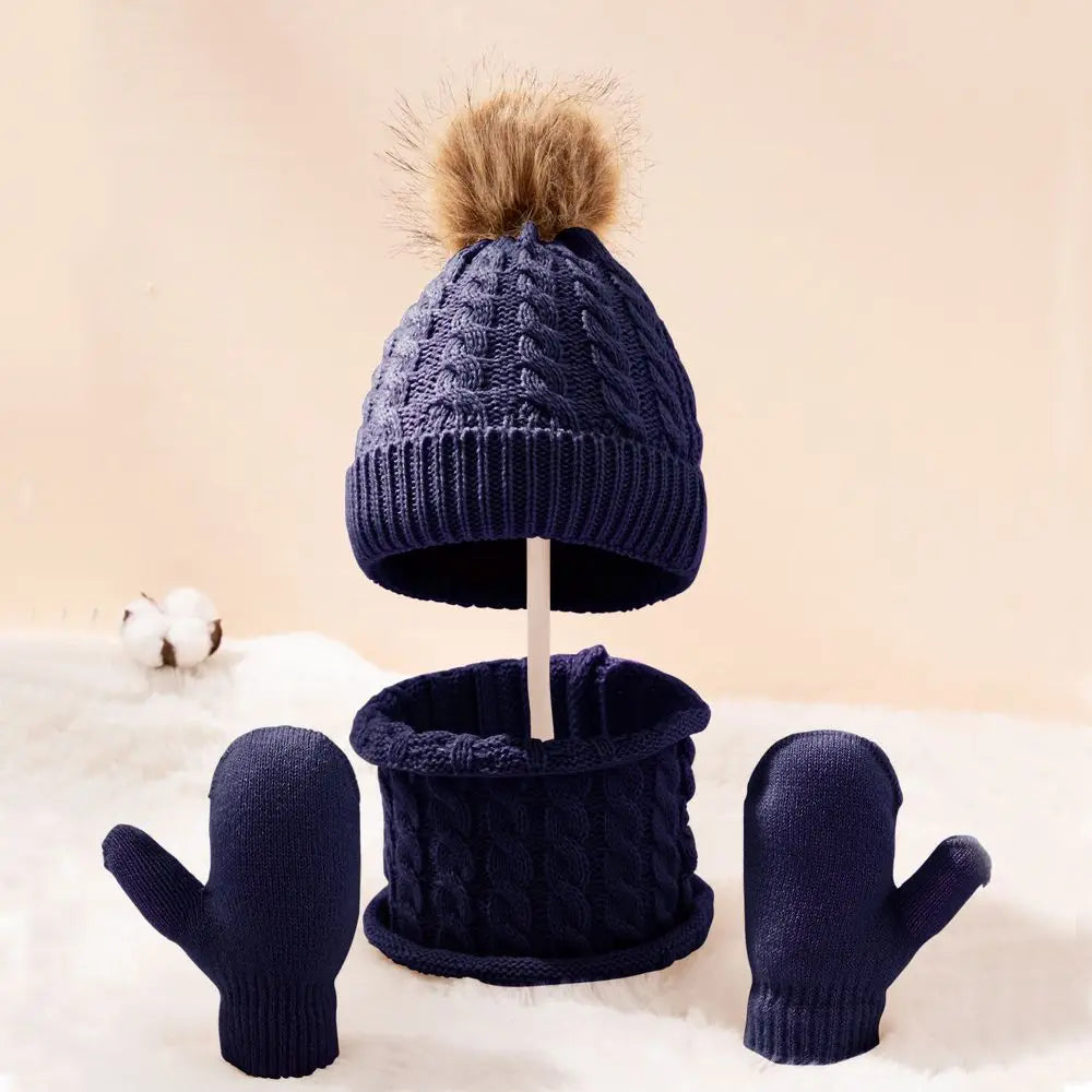 3-Piece Winter Hat, Scarf & Mittens Set