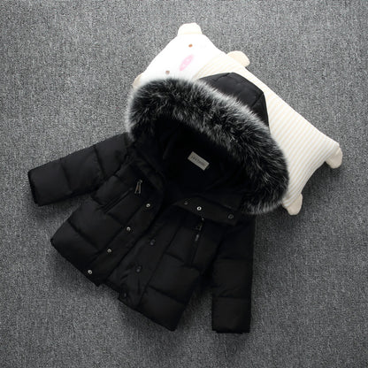 Winter Puffer Jacket with Fur Hood