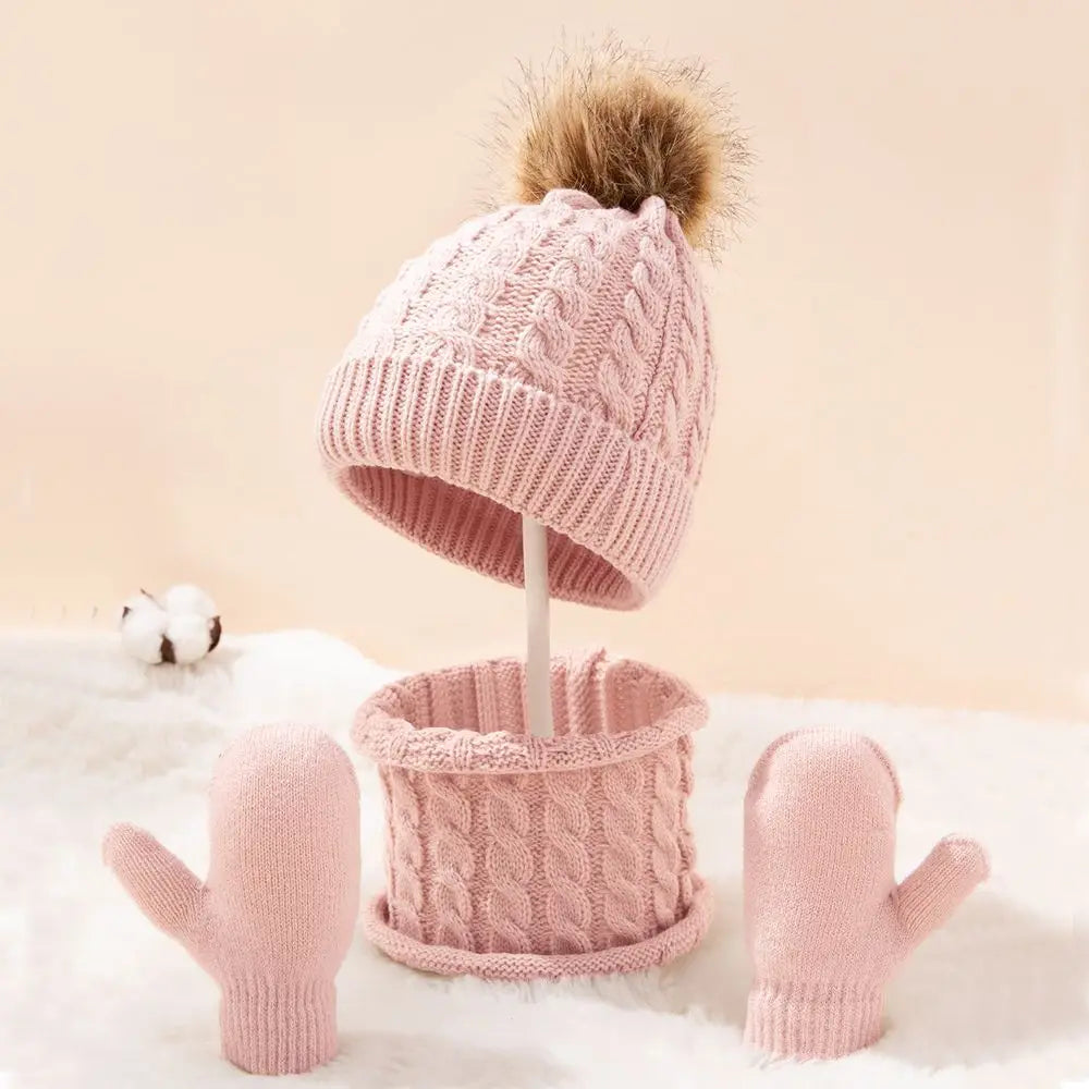 3-Piece Winter Hat, Scarf & Mittens Set