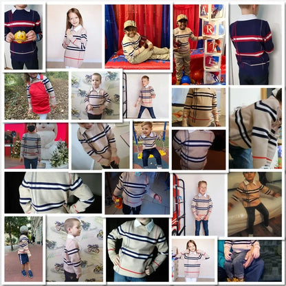 Boy's Striped Pullover Sweater with Collar