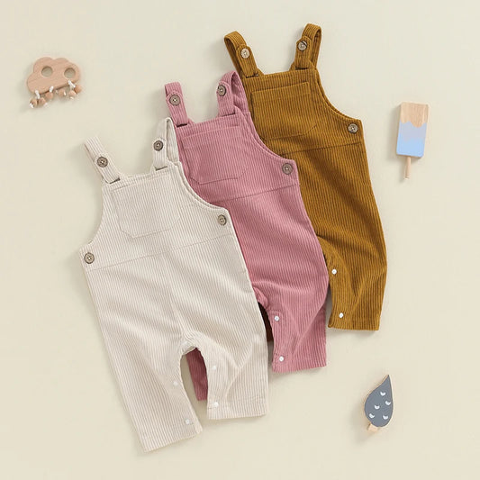 Baby Girl's Corduroy Overalls Set