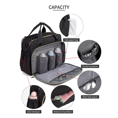 Multi-Function Diaper Bag with Insulated Bottle Pockets