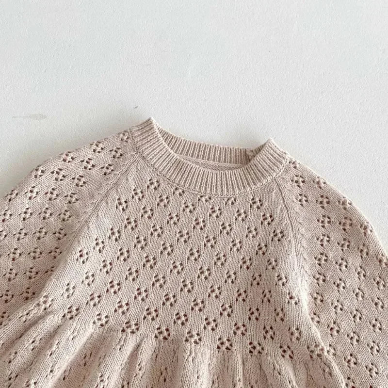 Girl's Hollow Knit Sweater Dress