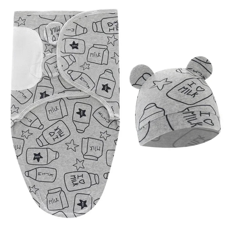 Cotton Swaddle Blanket with Hat