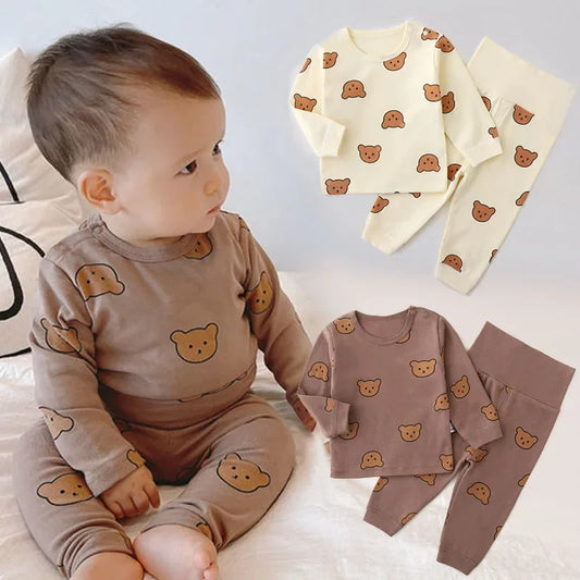 Pajama Set with Bear Print