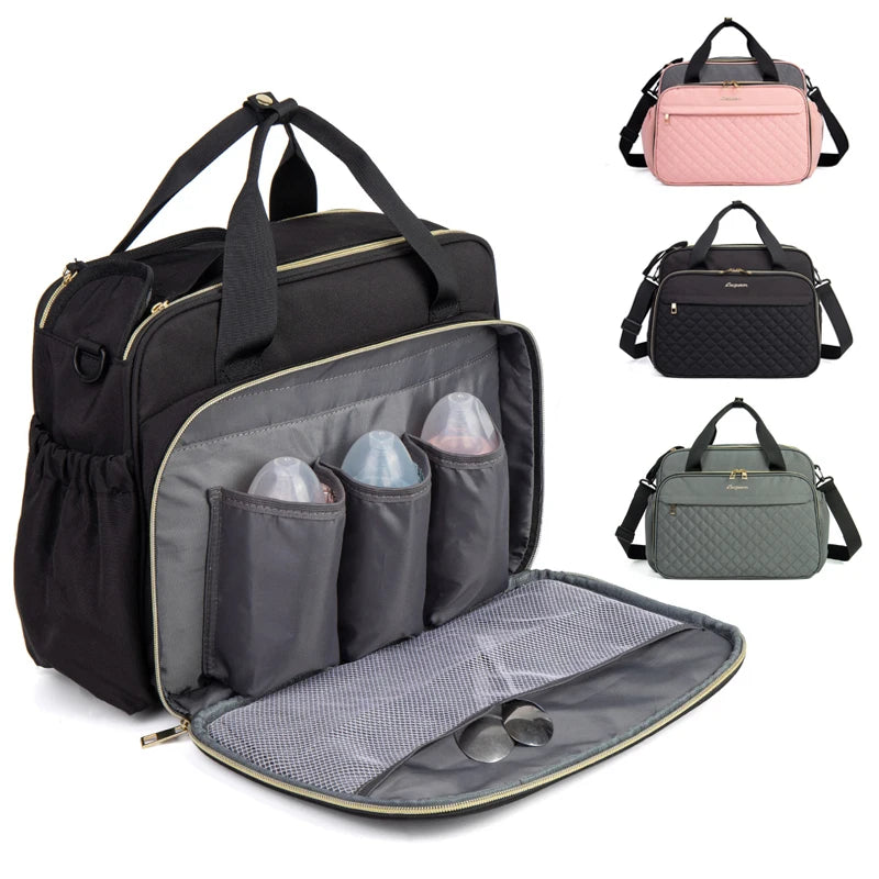 Multi-Function Diaper Bag with Insulated Bottle Pockets