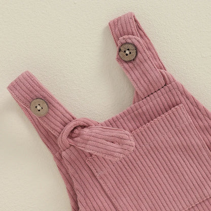 Baby Girl's Corduroy Overalls Set