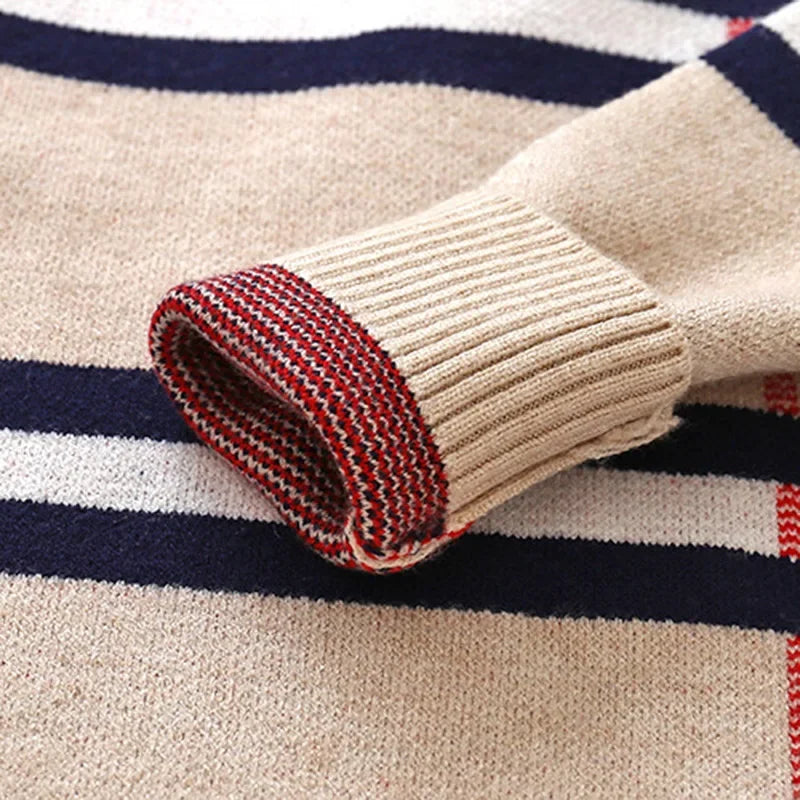 Boy's Striped Pullover Sweater with Collar