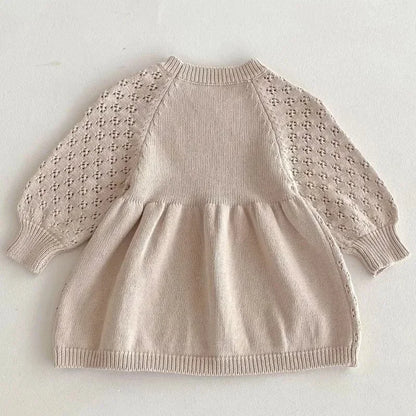 Girl's Hollow Knit Sweater Dress