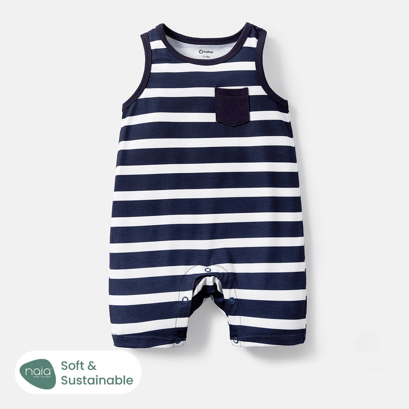 Boy's Sleeveless Striped Jumpsuit: Blue