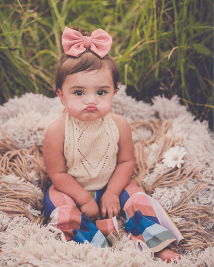 Girl's Crochet Halter Romper: Vanilla Cream