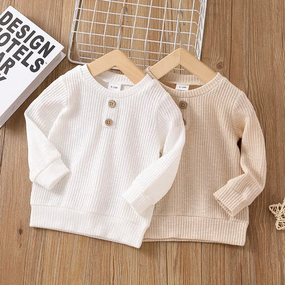 Boy's Ribbed Long-Sleeve Shirt: White