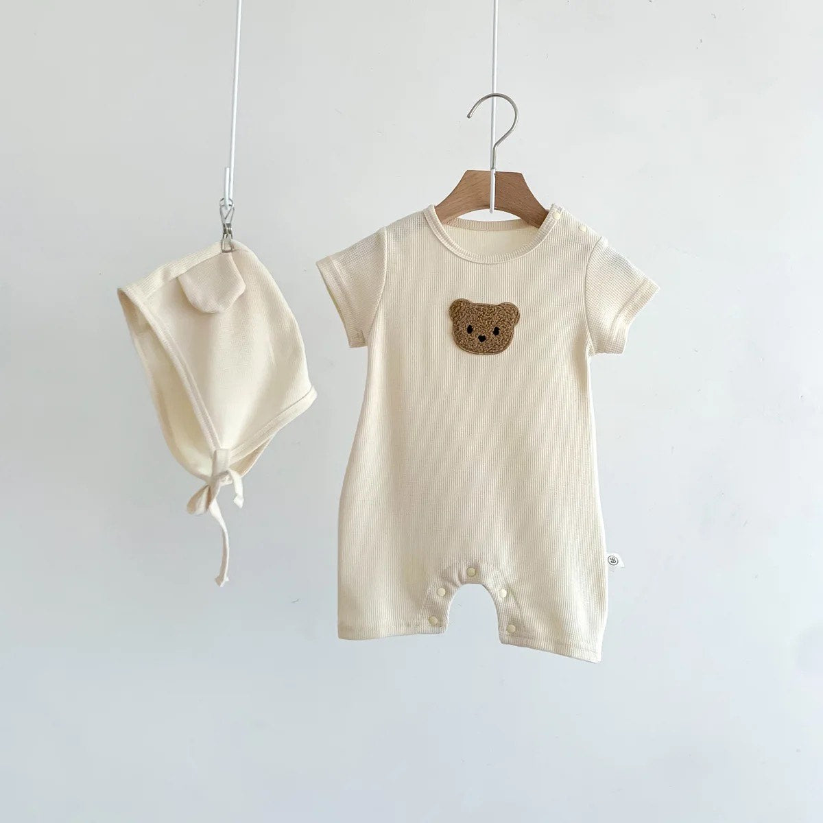 Boy's & Girl's Bear Jumpsuit W/ Hat: Ivory