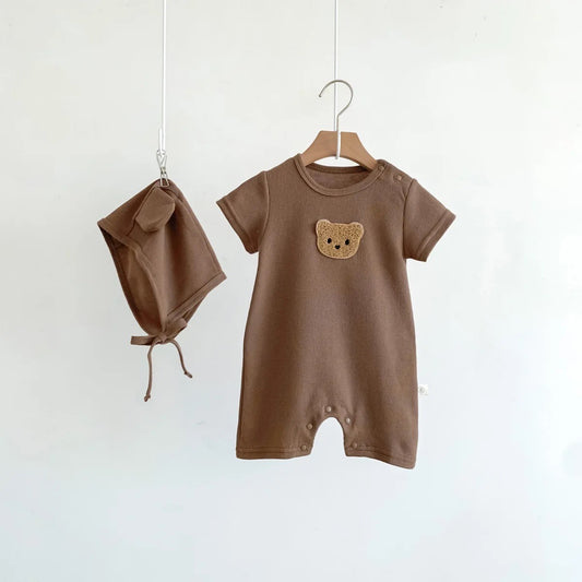 Boy's & Girl's Bear Jumpsuit W/ Hat: Brown