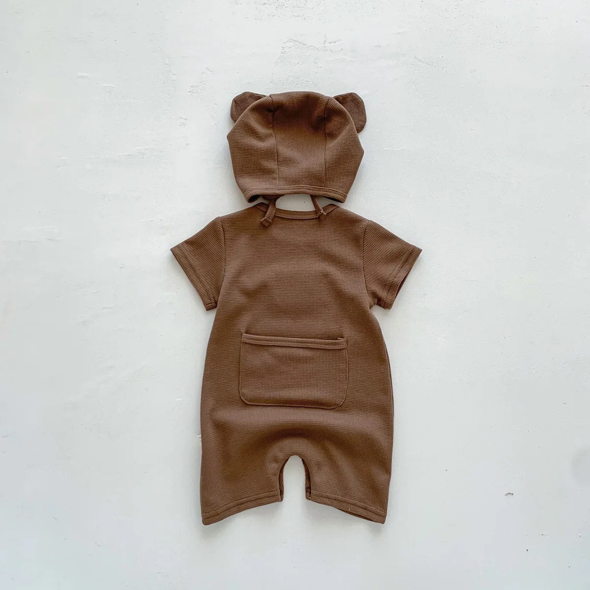 Boy's & Girl's Bear Jumpsuit W/ Hat: Brown