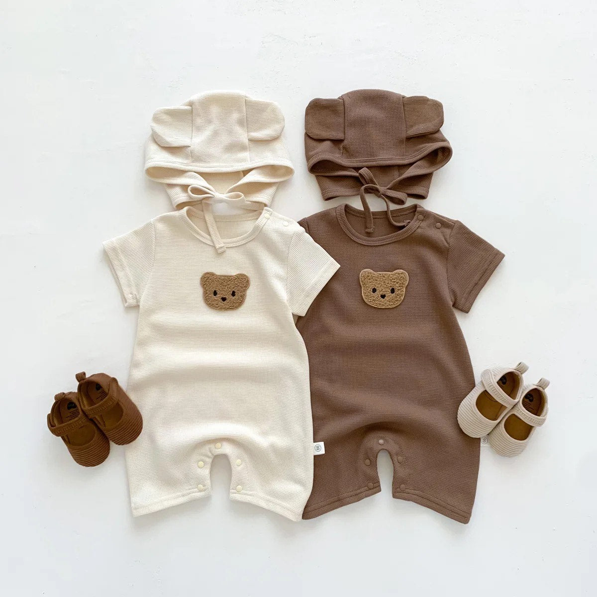 Boy's & Girl's Bear Jumpsuit W/ Hat: Brown