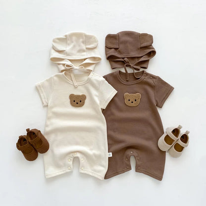 Boy's & Girl's Bear Jumpsuit W/ Hat: Brown