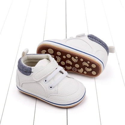 Skid Resistant Walking Shoes: White W/Blue